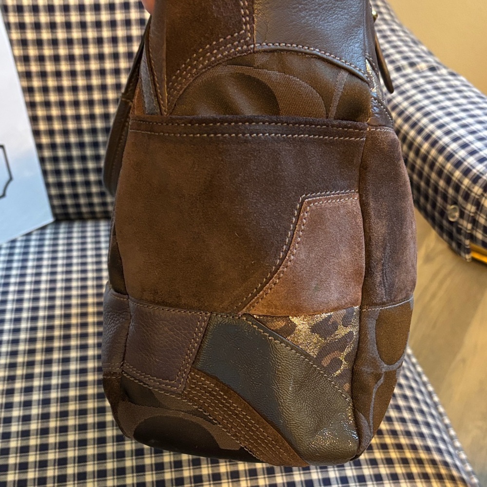 Coach Brown Patchwork Satchel - image 7